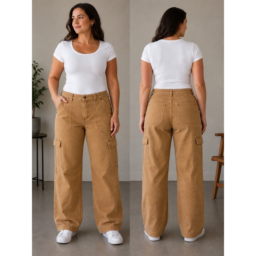 Billabong Pants Womens Size 28 Wide Leg Cargo 90's Y2K Baggy Cotton